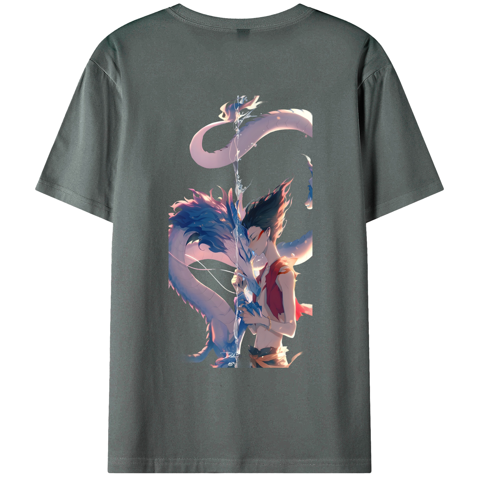 （画像用） Ne Zha 2 ナタ 魔童の大暴れ 綿100％ メンズ半袖Tシャツ（バックプリント） 通気性